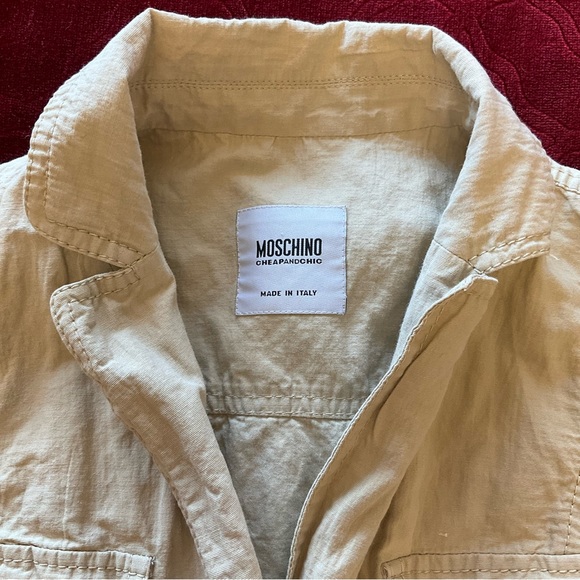 MOSCHINO Beige Button-UpLightweight Jacket, Flap Pockets - Medium - Picture 5 of 14